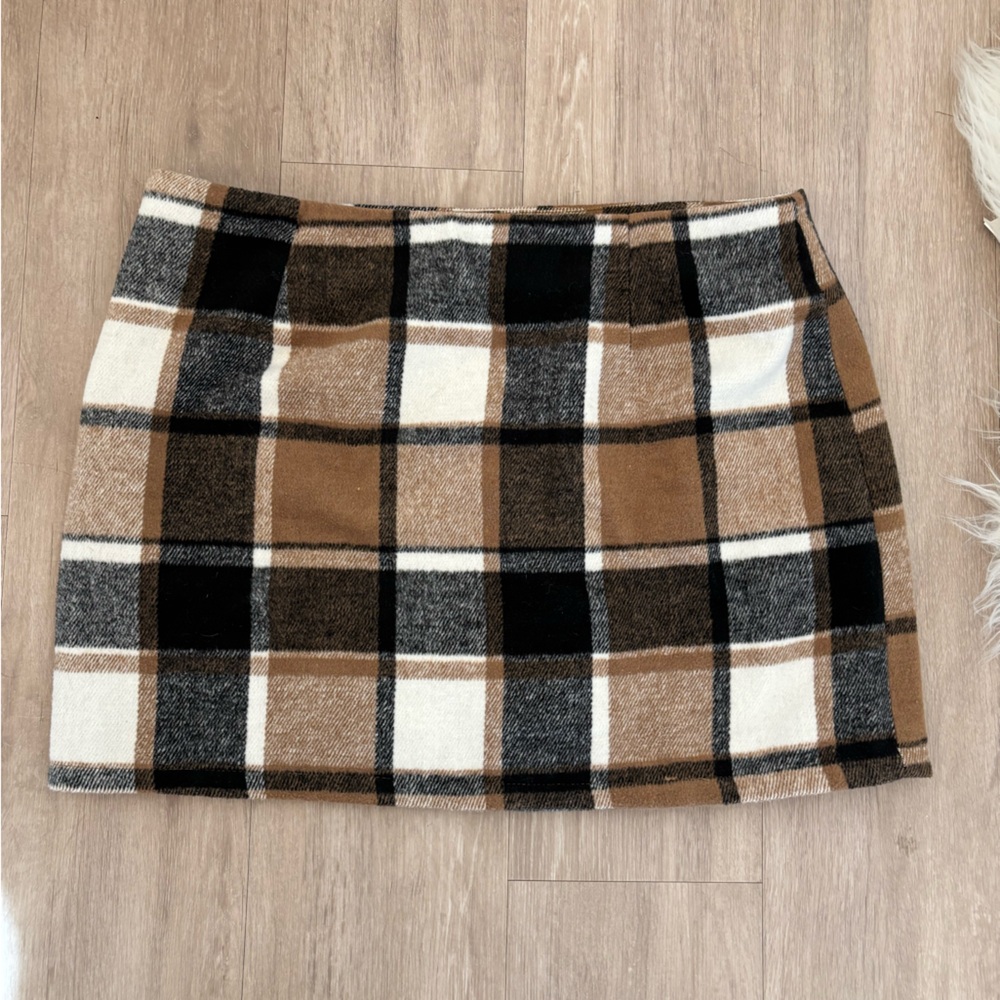 Amazon Plaid Mini Skirt in Brown and Black